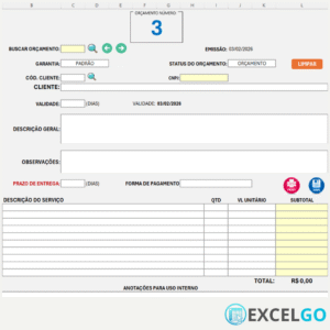 Planilha - Gerador e Gestor de Orçamentos de Serviços