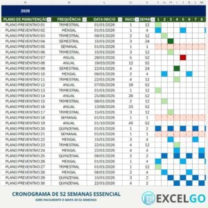 Planilha Cronograma de 52 Semanas Essencial