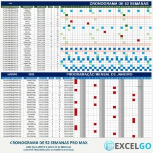 Cronograma de 52 Semanas Pro Max - Criação e Controle